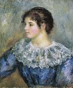 Pierre Auguste Renoir Bust Portrait of a Young Woman oil painting on canvas